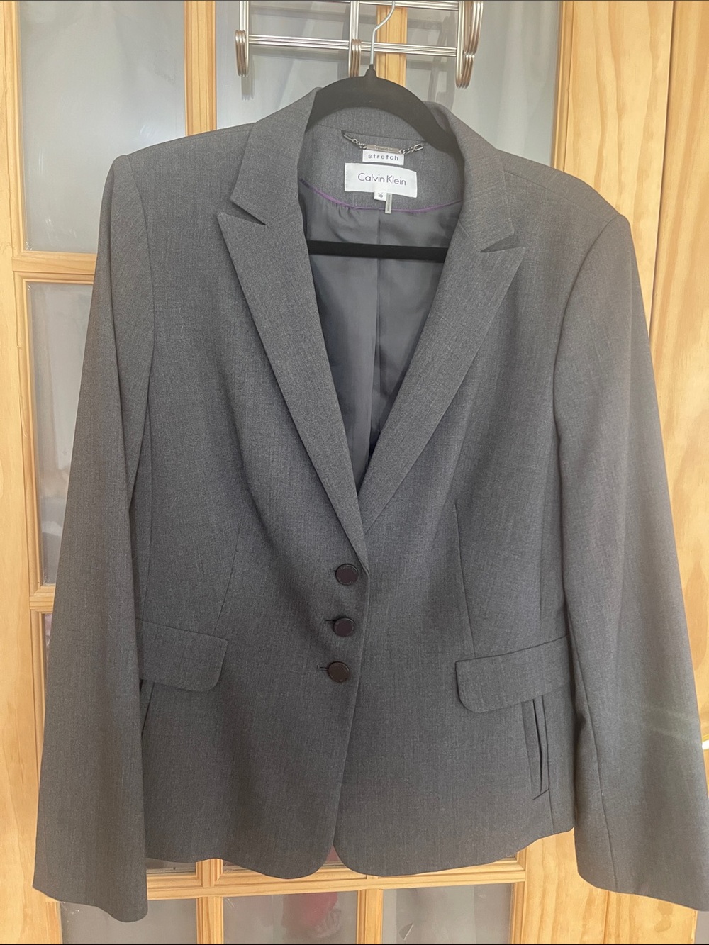 109. Calvin Klein Women's Dark Gray Tailored Blazer